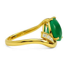 Load image into Gallery viewer, Natural Green Agate Sterling Silver Bypass Ring