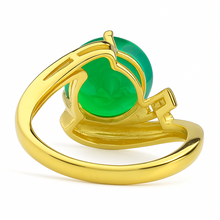 Load image into Gallery viewer, Natural Green Agate Sterling Silver Bypass Ring