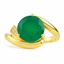 Load image into Gallery viewer, Natural Green Agate Sterling Silver Bypass Ring