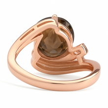 Load image into Gallery viewer, Natural Brown Smoky Quartz Sterling Silver Bypass Ring