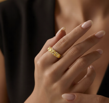 Load image into Gallery viewer, Natural Citrine Sterling Silver Leaf Band Ring