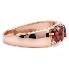 Load image into Gallery viewer, Natural Garnet Sterling Silver Leaf Band Ring