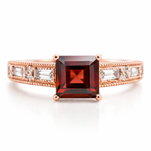 Load image into Gallery viewer, Natural Square Garnet Sterling Silver Ring