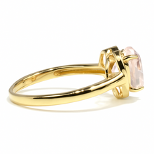 Load image into Gallery viewer, Natural Rose Quartz Gold Plated Silver Halo Heart Ring