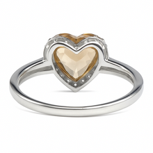 Load image into Gallery viewer, Natural Brown Quartz Sterling Silver Heart Halo Ring