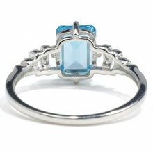 Load image into Gallery viewer, Natural Sky Blue Topaz Octagon Sterling Silver Pave Ring