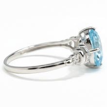 Load image into Gallery viewer, Natural Sky Blue Topaz Octagon Sterling Silver Pave Ring