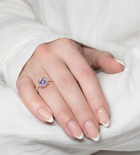 Load image into Gallery viewer, Natural Purple Amethyst Sterling Silver Round Pave Ring