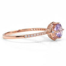 Load image into Gallery viewer, Natural Purple Amethyst Sterling Silver Round Pave Ring