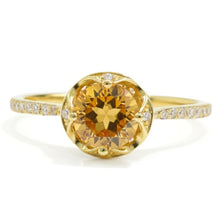Load image into Gallery viewer, Natural Yellow Citrine Sterling Silver Round Ring