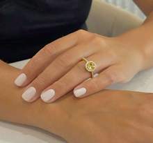 Load image into Gallery viewer, Natural Round Yellow Citrine Sterling Silver Halo Ring