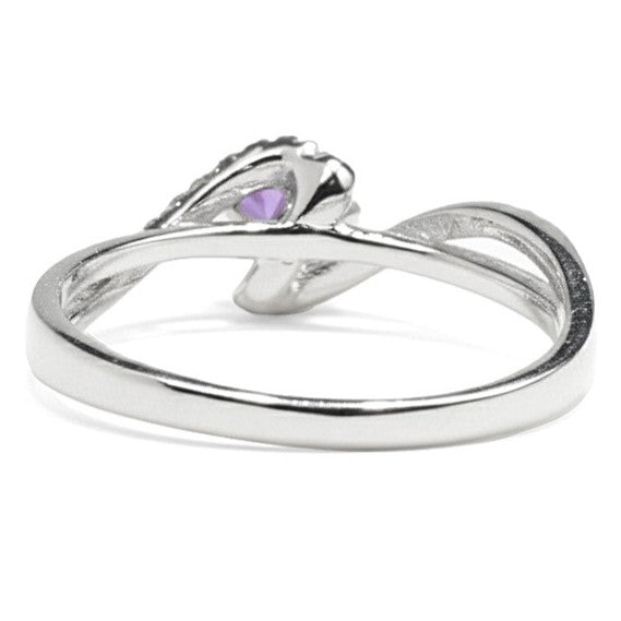 Natural Amethyst Stone Bypass Ring Silver