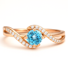 Load image into Gallery viewer, Natural Sky Blue Topaz Stone Bypass Ring Silver