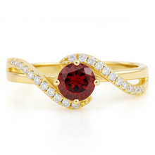 Load image into Gallery viewer, Natural Garnet Stone Bypass Ring Silver