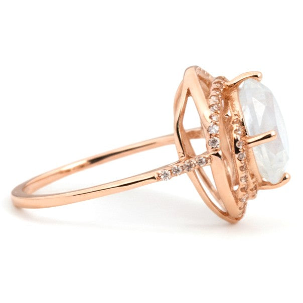 Natural White Moonstone Sterling Silver Ring