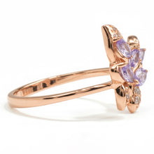 Load image into Gallery viewer, Natural Purple Amethyst Butterfly Ring Silver