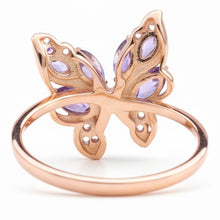 Load image into Gallery viewer, Natural Purple Amethyst Butterfly Ring Silver