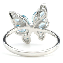 Load image into Gallery viewer, Natural Sky Blue Topaz Butterfly Ring Silver