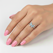 Load image into Gallery viewer, Natural Sky Blue Topaz Butterfly Ring Silver