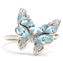 Load image into Gallery viewer, Natural Sky Blue Topaz Butterfly Ring Silver