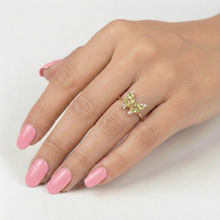 Load image into Gallery viewer, Natural Green Peridot Butterfly Ring Silver