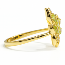 Load image into Gallery viewer, Natural Green Peridot Butterfly Ring Silver