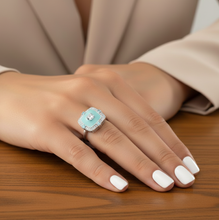 Load image into Gallery viewer, Natural Sky Blue Topaz Silver Cushion Ring