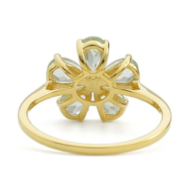 Natural Green Amethyst Sterling Silver Flower Ring