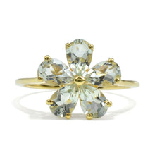 Load image into Gallery viewer, Natural Green Amethyst Sterling Silver Flower Ring