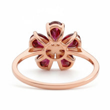 Load image into Gallery viewer, Natural Red Garnet Sterling Silver Flower Ring