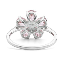 Load image into Gallery viewer, Natural Rose Quartz Sterling Silver Flower Ring