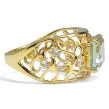 Load image into Gallery viewer, Natural Green Amethyst Silver Filigree Band Ring