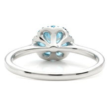 Load image into Gallery viewer, Natural Sky Blue Topaz Sterling Silver Floral Halo Ring