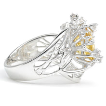 Load image into Gallery viewer, Natural Yellow Citrine Flower Silver Ring