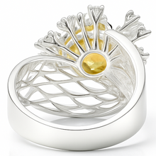 Load image into Gallery viewer, Natural Yellow Citrine Flower Silver Ring