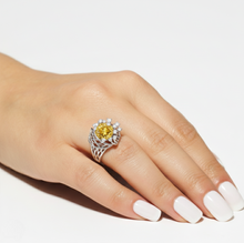 Load image into Gallery viewer, Natural Yellow Citrine Flower Silver Ring