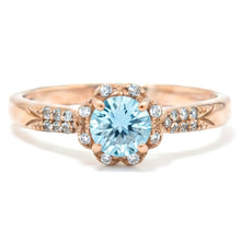 Load image into Gallery viewer, Round Natural Sky Blue Topaz Gemstone Silver Ring