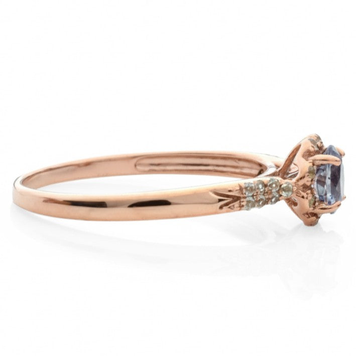 Natural Round Iolite Sterling Silver Ring