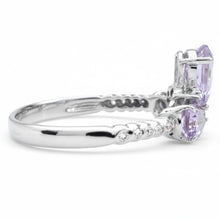 Load image into Gallery viewer, Natural Purple Amethyst Silver 3 Stone Ring