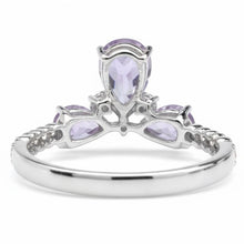 Load image into Gallery viewer, Natural Purple Amethyst Silver 3 Stone Ring