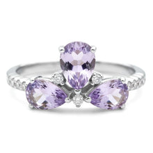 Load image into Gallery viewer, Natural Purple Amethyst Silver 3 Stone Ring