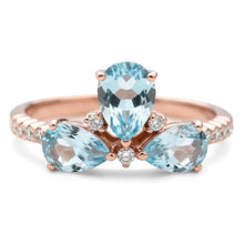 Load image into Gallery viewer, Natural Sky Blue Topaz 3 Stone Silver Ring