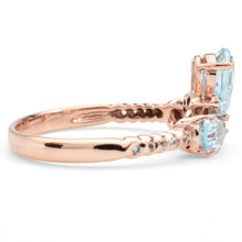 Load image into Gallery viewer, Natural Sky Blue Topaz 3 Stone Silver Ring