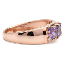 Load image into Gallery viewer, Natural Purple Amethyst Sterling Silver Leaf Band Ring