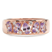 Load image into Gallery viewer, Natural Purple Amethyst Sterling Silver Leaf Band Ring