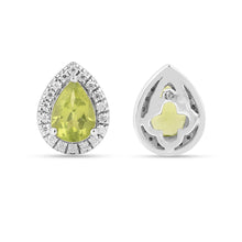 Load image into Gallery viewer, Natural Peridot Pear Shaped Halo Studs Earrings