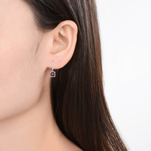 Load image into Gallery viewer, Natural Amethyst Halo Drop Earrings Fine Color Jewels Amethyst Earrings February Birthstone, best gift for girls, best gift for women, BridematesGift, Dangle Drop earrings, dla-dm-discount-all-154898, Earrings For Women, gift for her, Gift for Mom, gift from daughter, Healing Earrings, Nature Amethyst, Valentine&#39;s Day gift