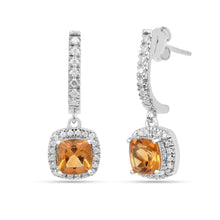 Load image into Gallery viewer, Natural Citrine Dangle Drop Halo Earrings