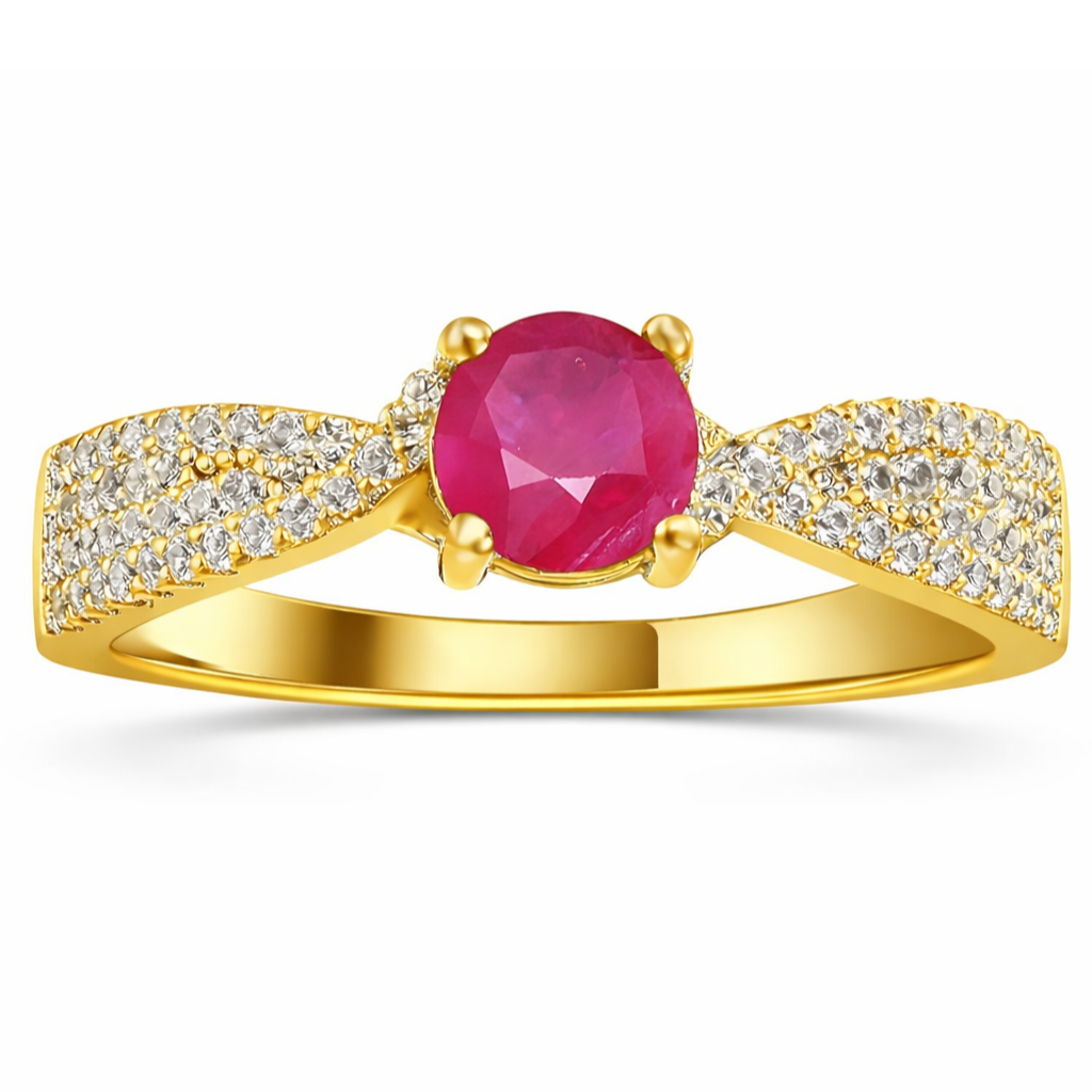 22k Gold Vermeil Ruby Solitiare Engagement Ring