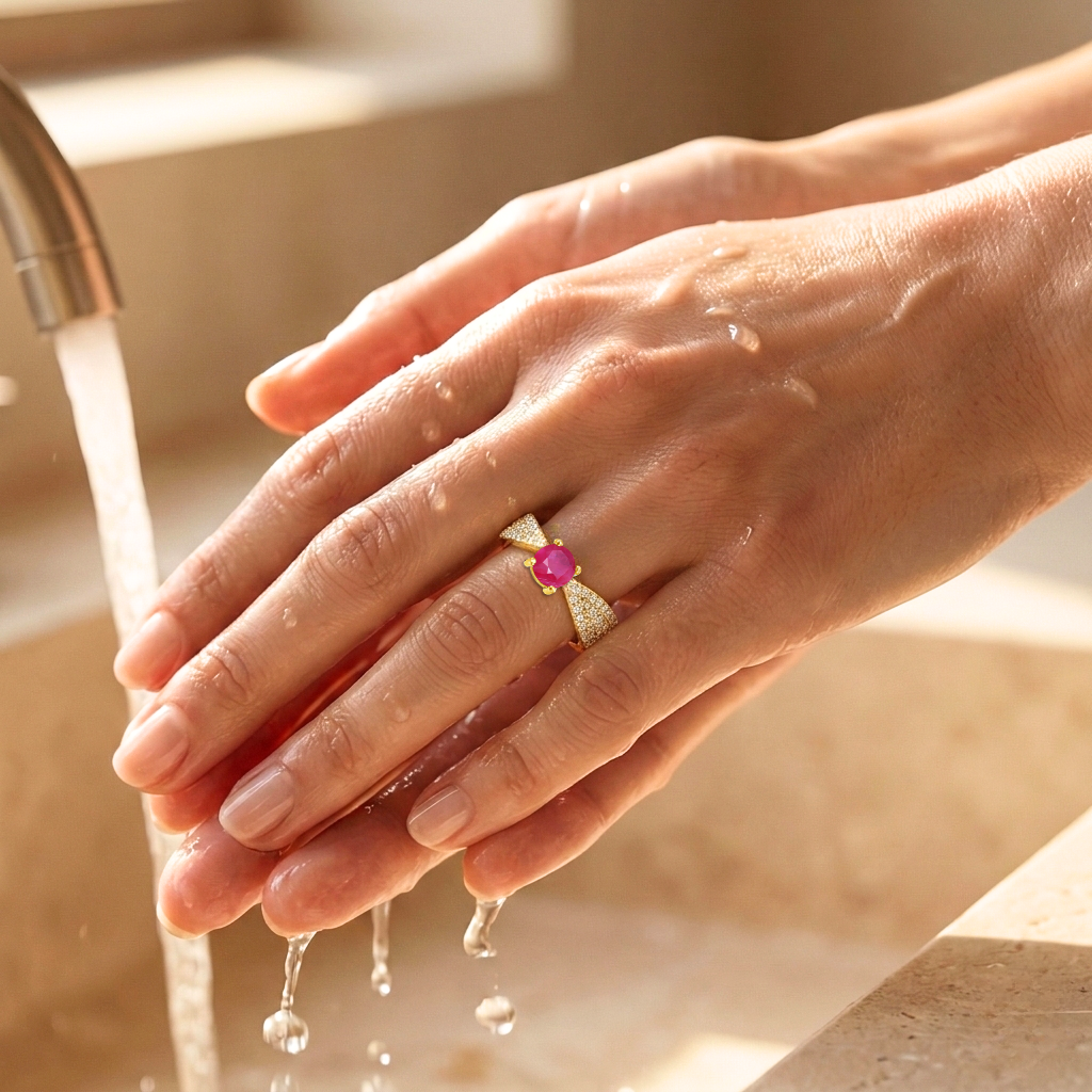 22k Gold Vermeil Ruby Solitiare Engagement Ring